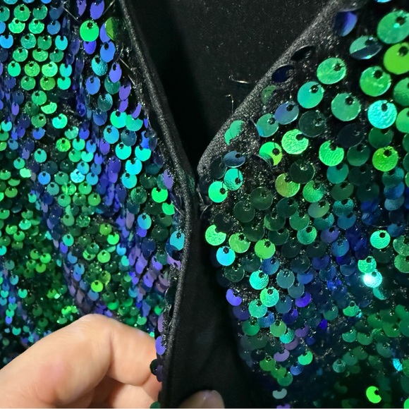 Baltic Born Sequin Dress XL Long Sleeve Belted V-Neck Homecoming Cocktail Rave - Picture 8 of 15